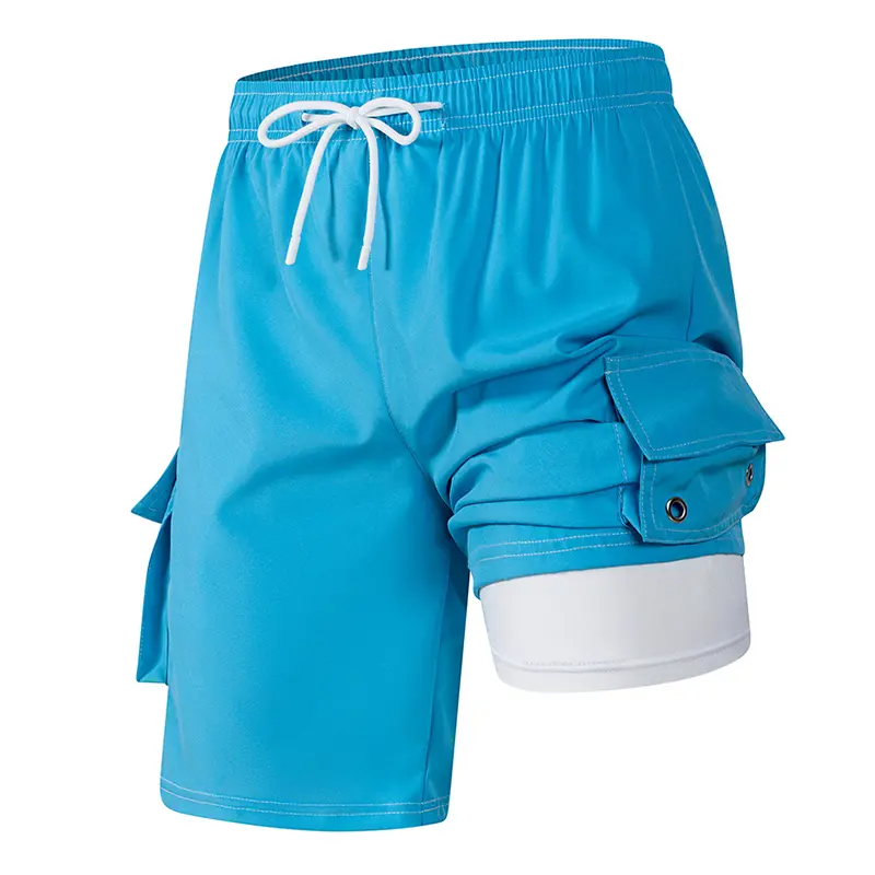Men's Beach Shorts With Cargo Side Pockets Casual Quick Dry Board Shorts Swim Trunks Beachwear Swimwear Swimsuit