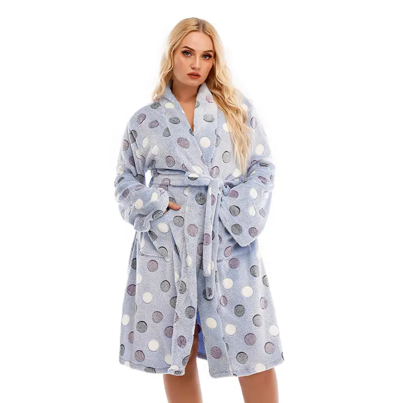 Women Casual Comfortable Home Furnishings Women's Nightwear Long Bathrobe