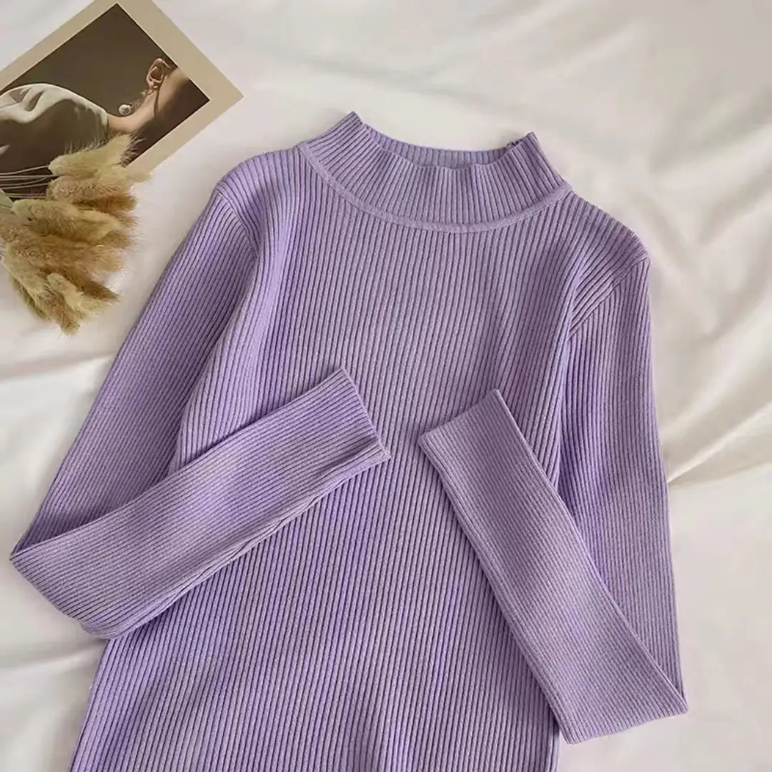 Women Sweater Basic Casual Slim Stretch Soft Top Woman Sweaters