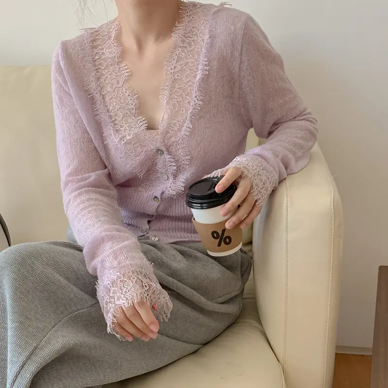 Vintage Knitted Cardigans Solid Casual Slim Ladies Tops Female