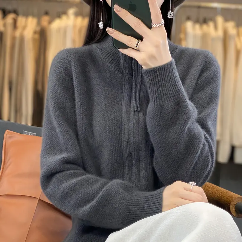 Women's Knitting Sweater Turndown Collar Cardigan