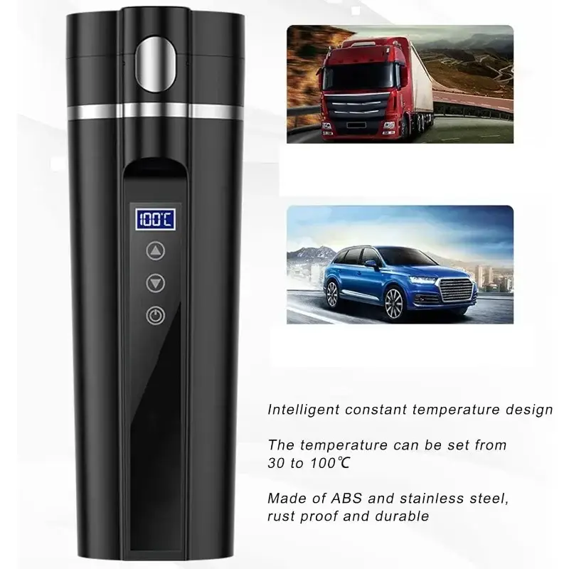 Car Heating Cup Electric Heated Travel Smart Temperature Control Heating Water Cup Car Thermos Display Heat Cup