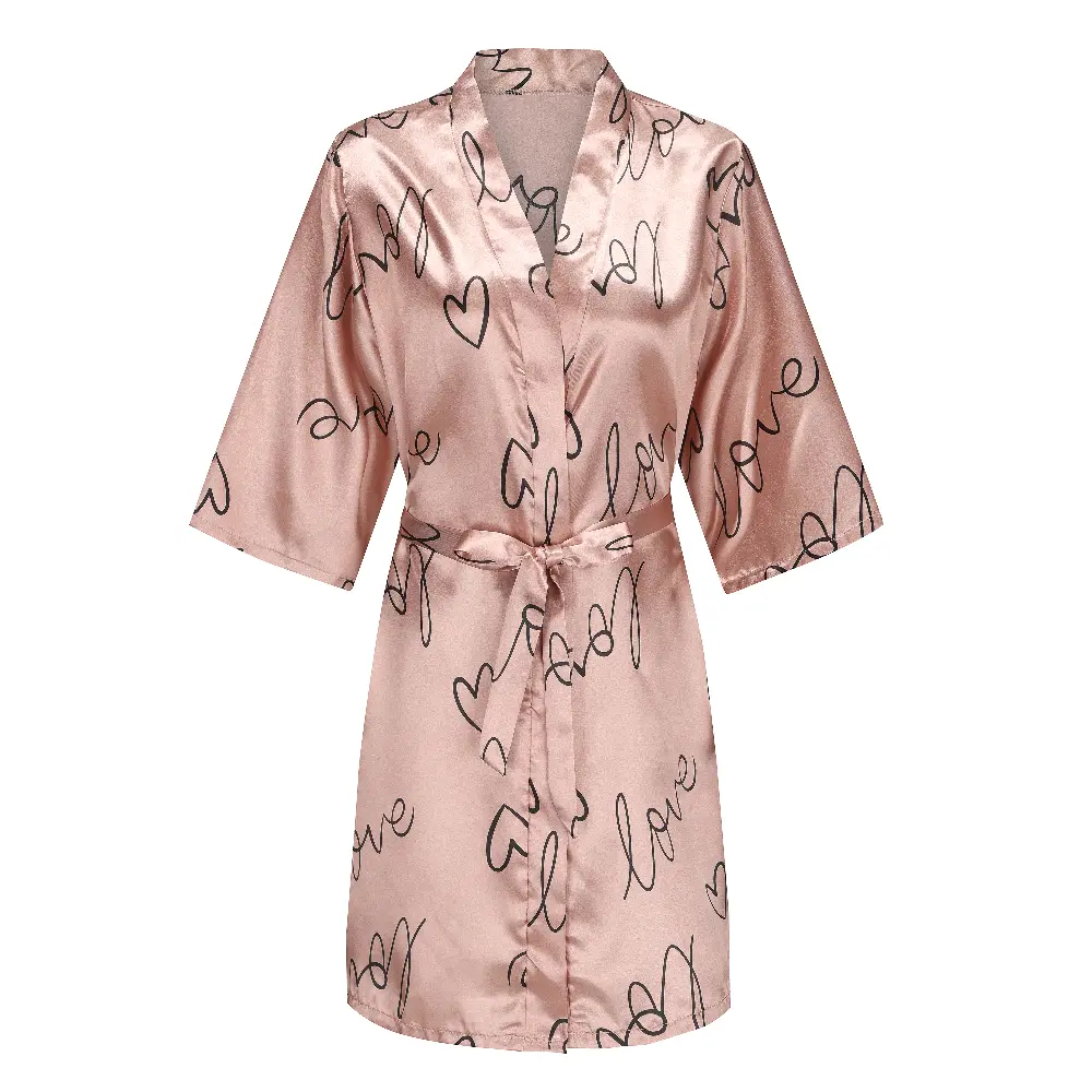Lady Elegant Bathrobe Satin Homewear Sleepwear Sex...