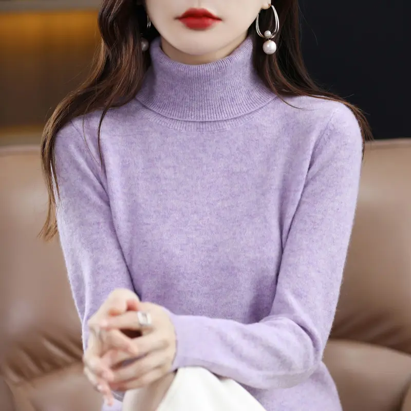 Sweater Women Knitted Sweater Turtleneck Long Sleeve Pullovers