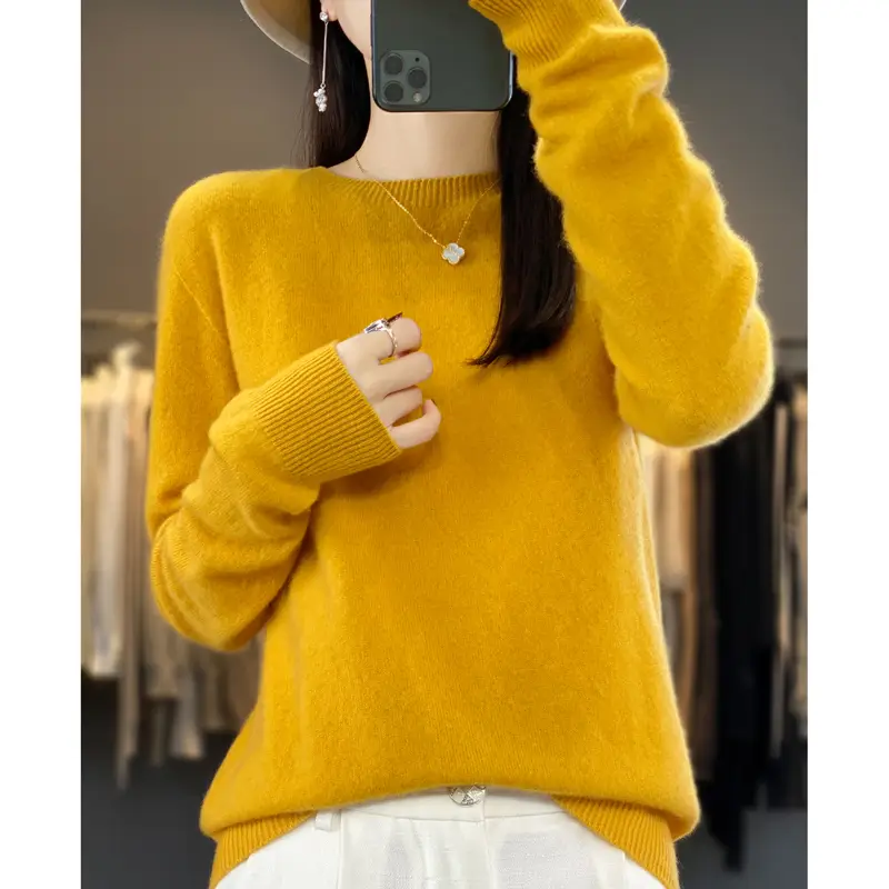 Women's Round Neck Top Fashion Long Sleeve Pullove...