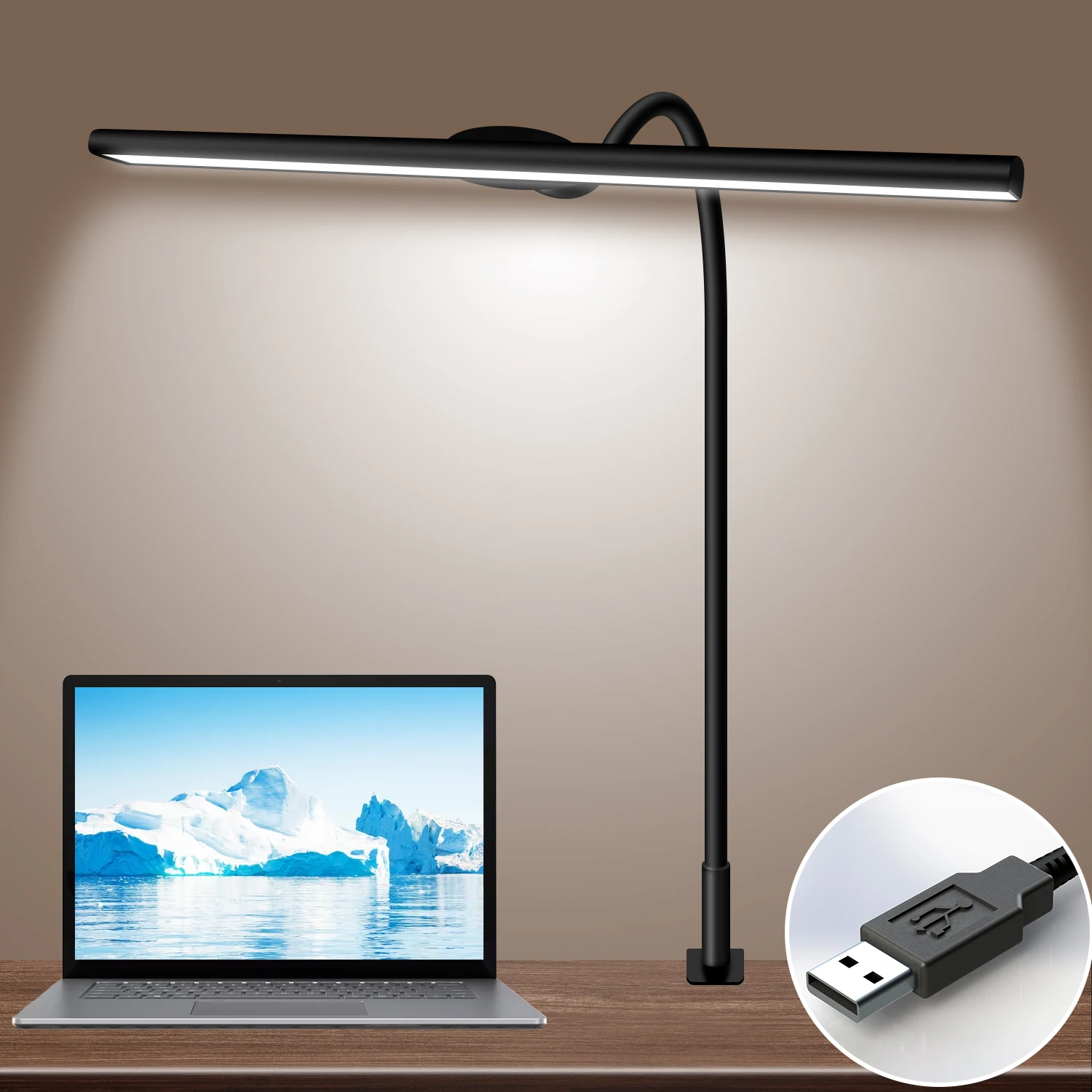 Desk Lamp With Clamp 3 Color Modes Flexible Gooseneck Clamp Light Eyecaring Touch Remote Control