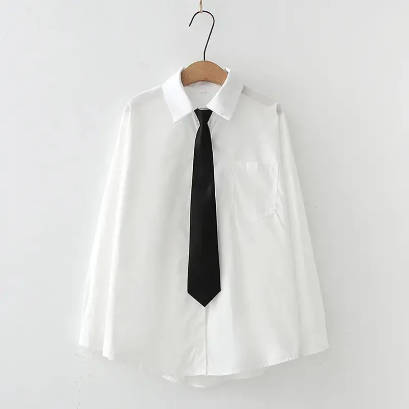 Long-Sleeved Casual Button-Down Bow Tie Shirt