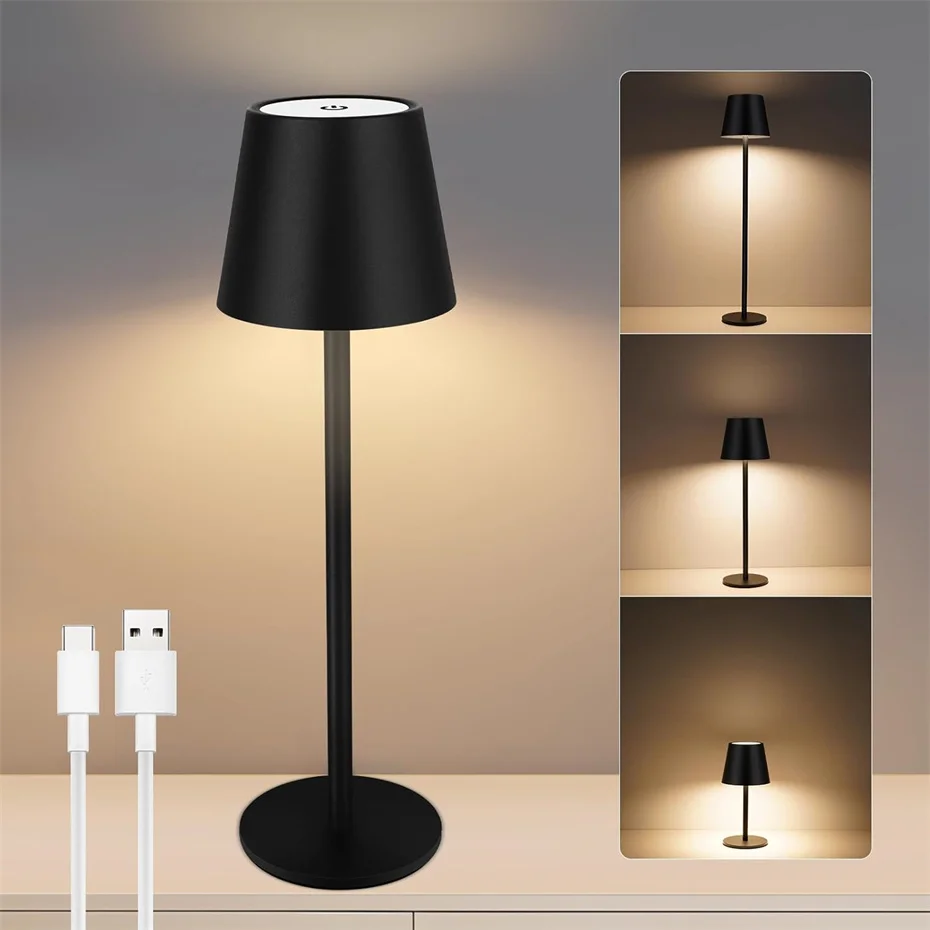 Cordless Table Lamp LED Simplicity Desk Lamp USB Rechargeable Touch Night Light Simplicity Wireless Minimalist Design