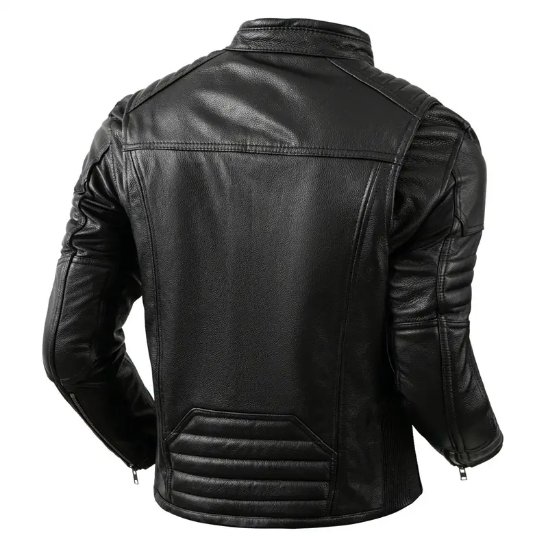 Casual Vintage Leather Coat Men Outfit Fashion Biker Top Layer Jacket