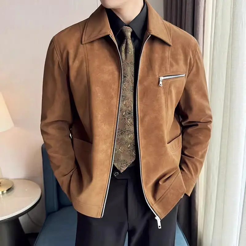 Men's PU Leather Jacket Fashion Zipper Smart Casua...