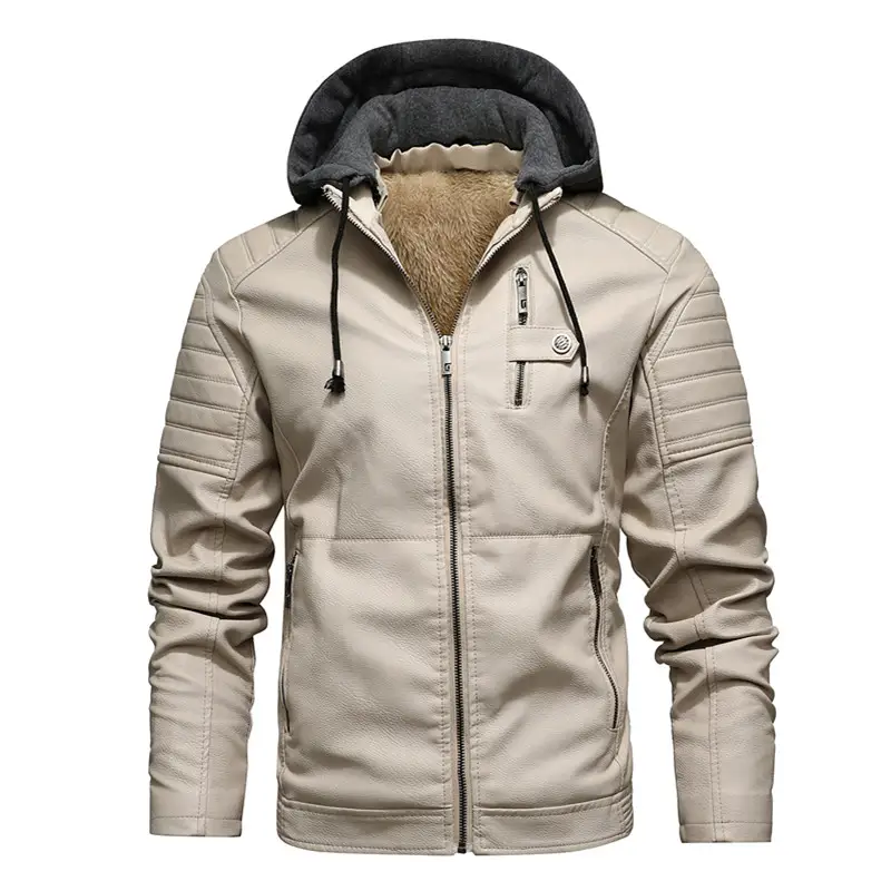 Men Leather Jackets Coat Casual Thicken PU Jacket Warm Leather Clothing
