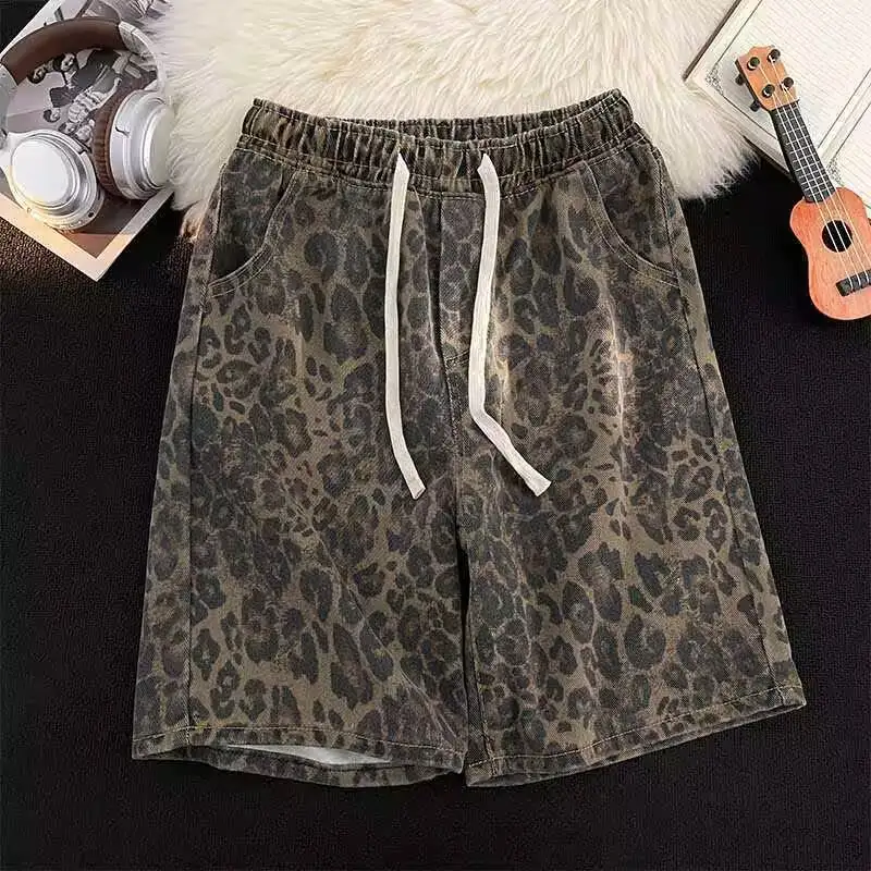 Retro Leopard Print Casual Shorts ...