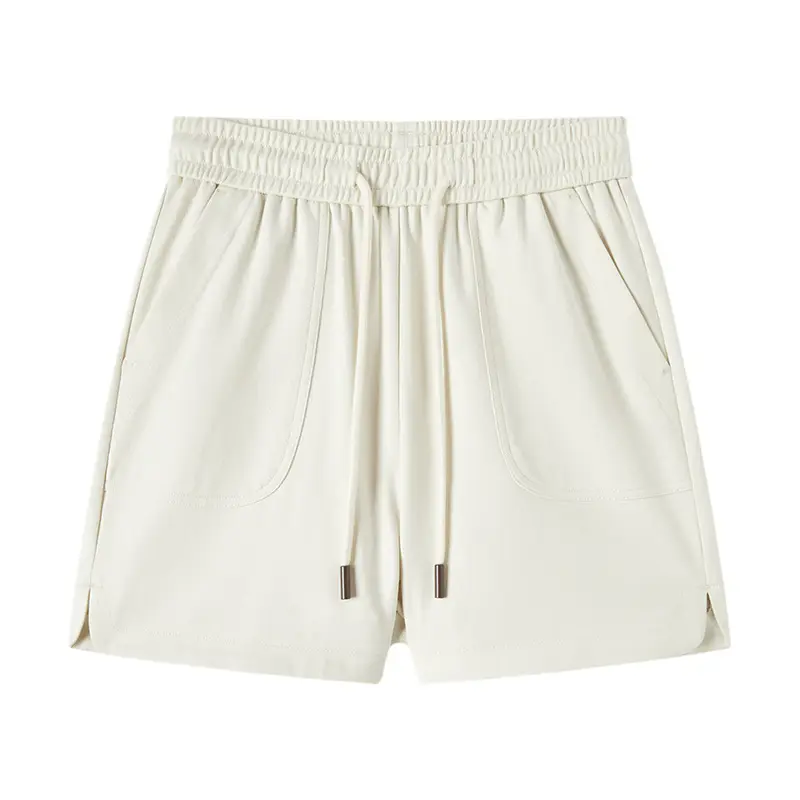 Casual Trousers Women Elastic Waist Loose Straight-leg Short