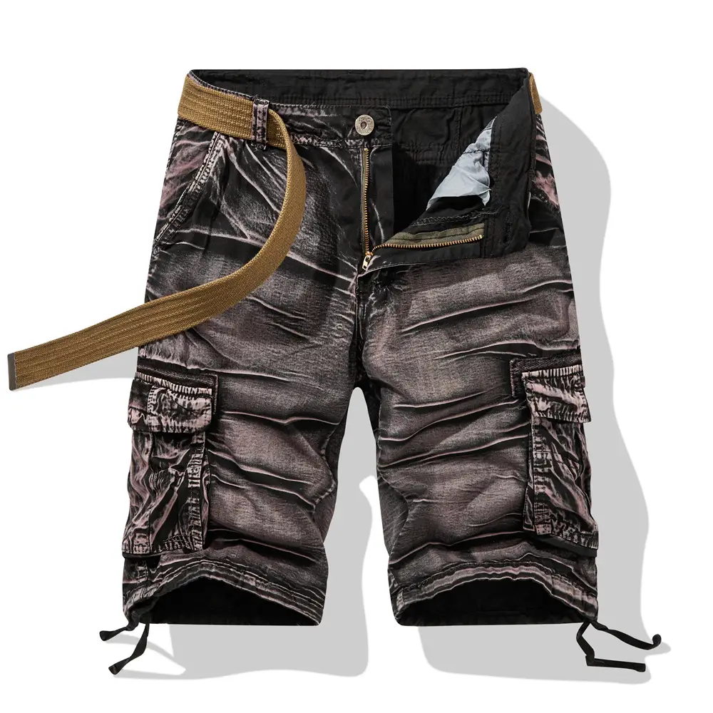 Men's Workwear Shorts Casual Loose Shorts With Belt