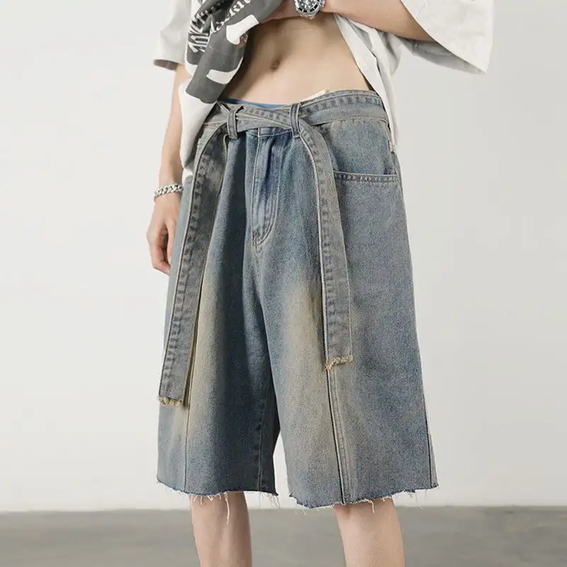 Men Distress Vintage Cargo Denim ...