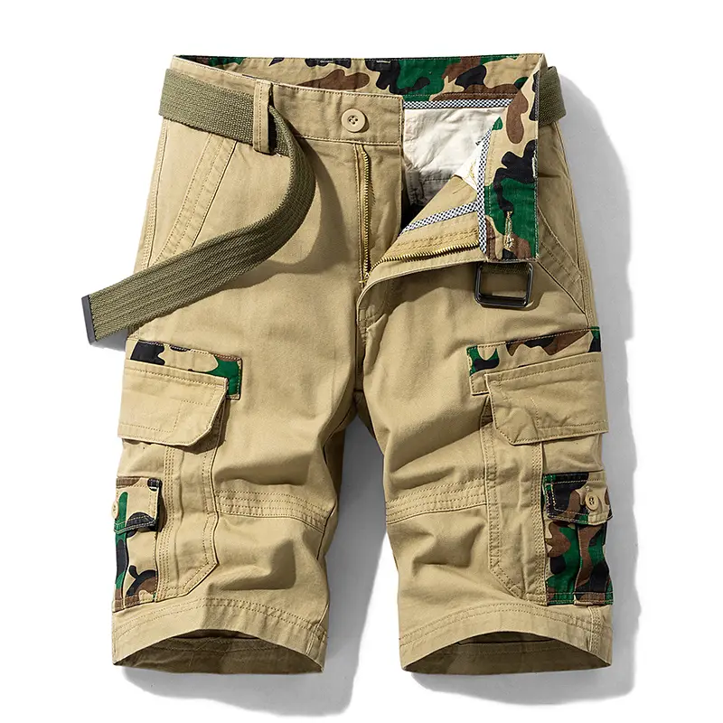 Men's Patchwork Cargo Shorts Fashion Shorts For Men Leisure Loose Straight Shorts Male