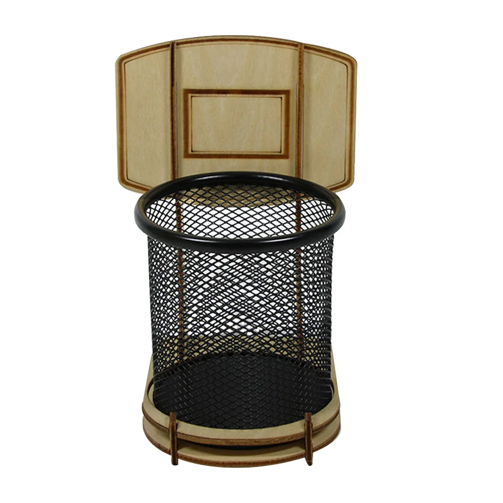 Basketball Stand Pen Holder Mesh Pencil Organizer Office Desktop Storage Container