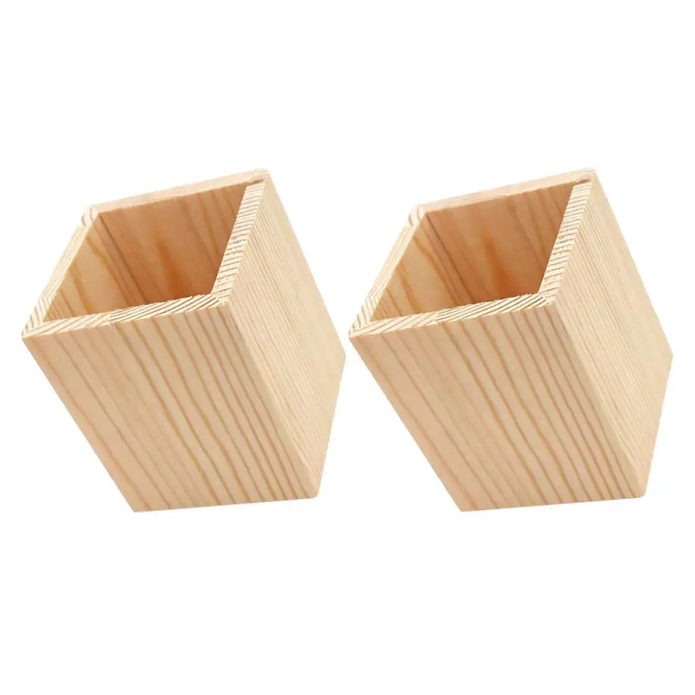 2Pcs Pen Holders Wooden Desktop Pencil Organizer