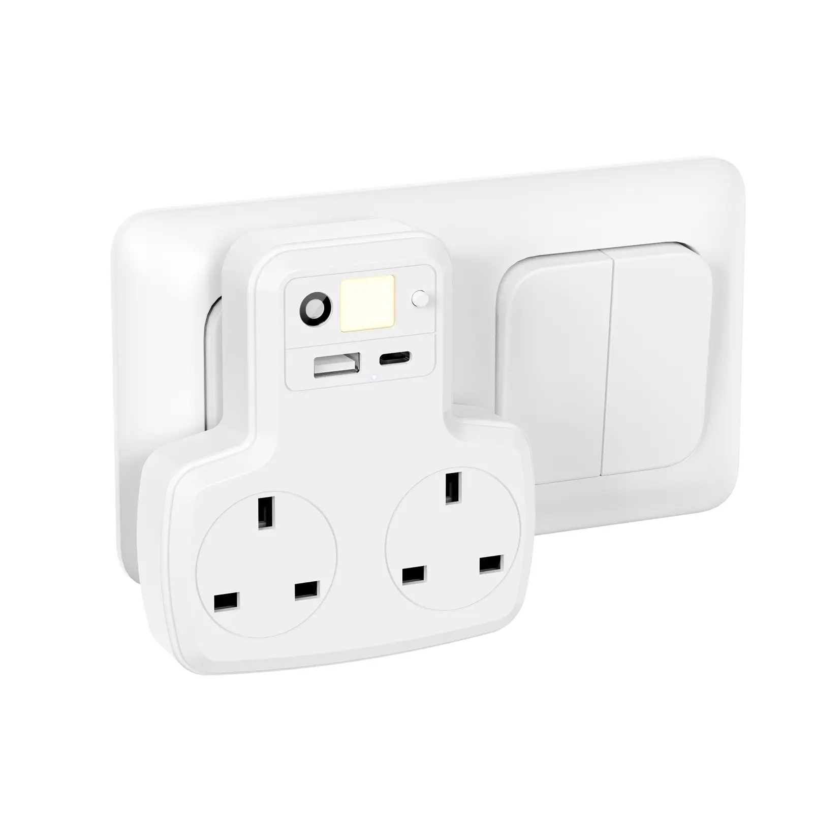 Fast Charger And Night Light Dual Plug Socket Suitable For Office Use