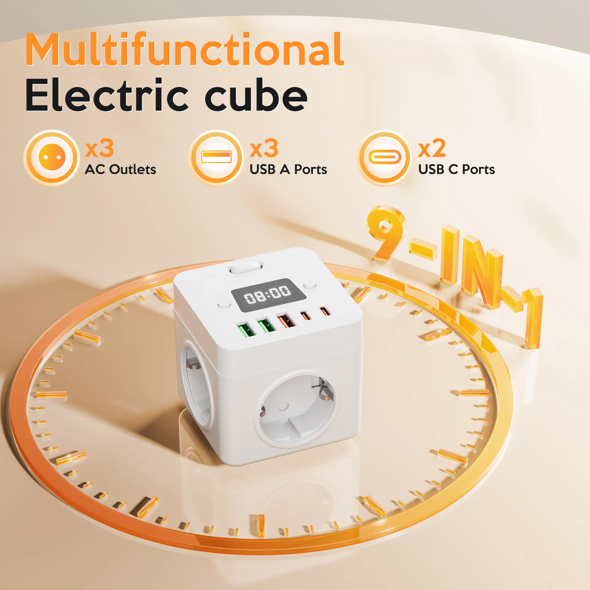 The Cube-Shaped Power Outlet Is Suitable For The Office