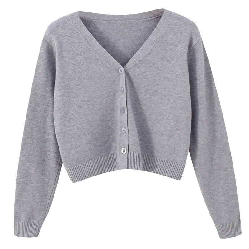Women's Long Sleeve Cropped Cardigan V Neck