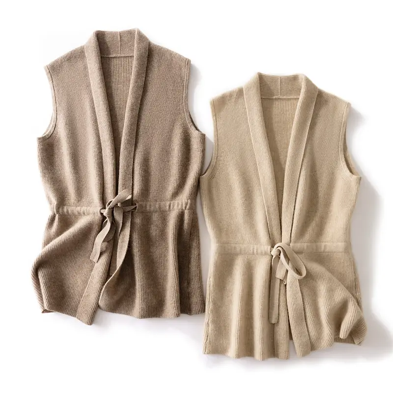 V-Neck Tie Vest Vest Women's Knit Cardigan Coat Sweater