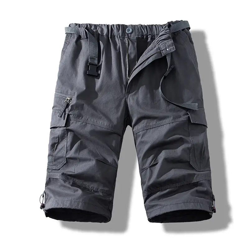 Cotton Thin Work Pants Men's Loose Straight Knee-Length Shorts