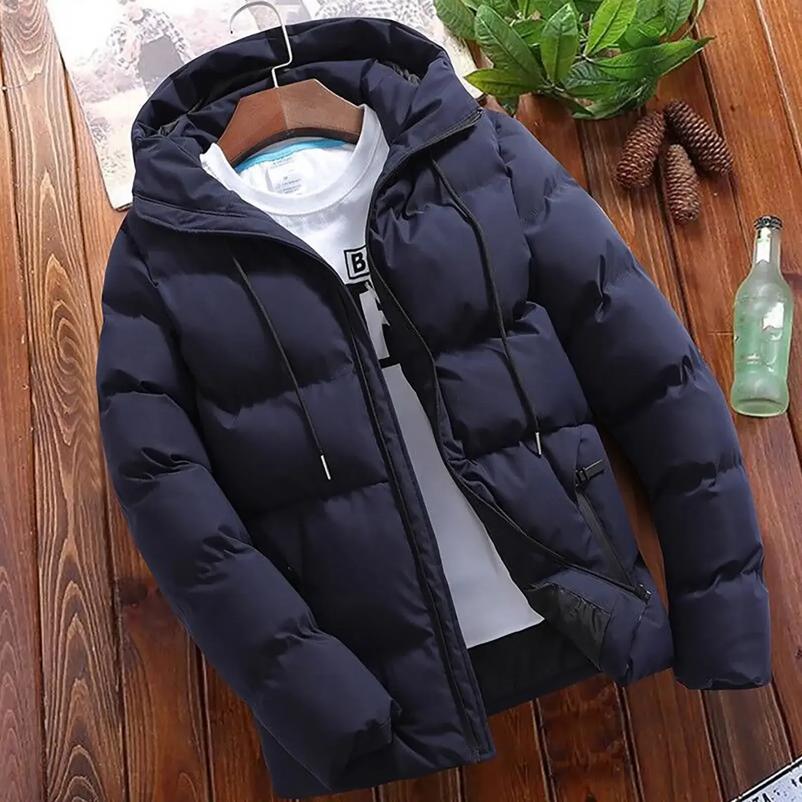 Fashion Parkas Men Overcoat Men's Casual Jacket Warm Hooded Thick Puffer Jacket