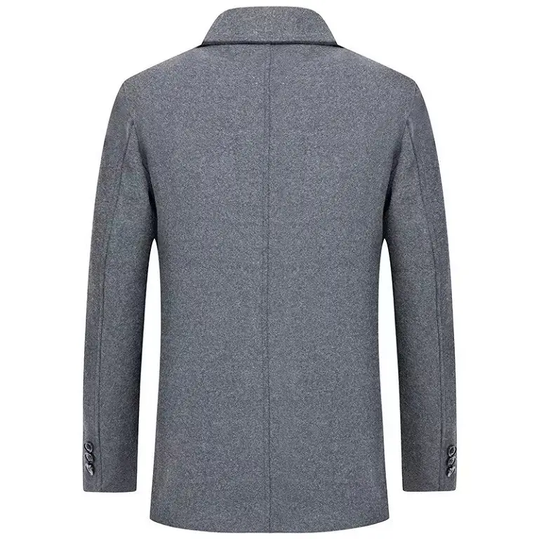 Men's Business Wool Lapel Tweed Coat with Thick Inner Layer Men's Formal Jacket