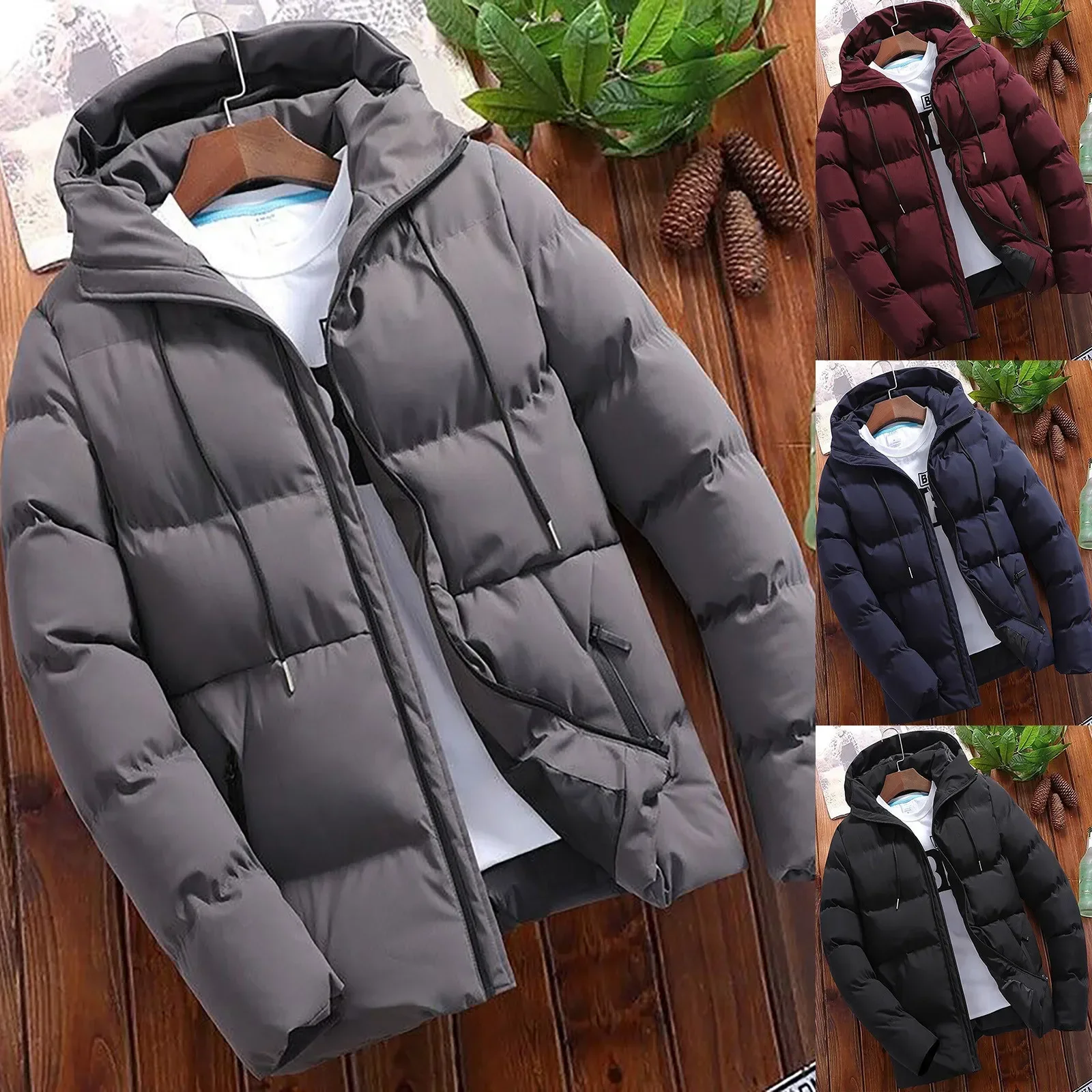Fashion Parkas Men Overcoat Men's Casual Jacket Warm Hooded Thick Puffer Jacket