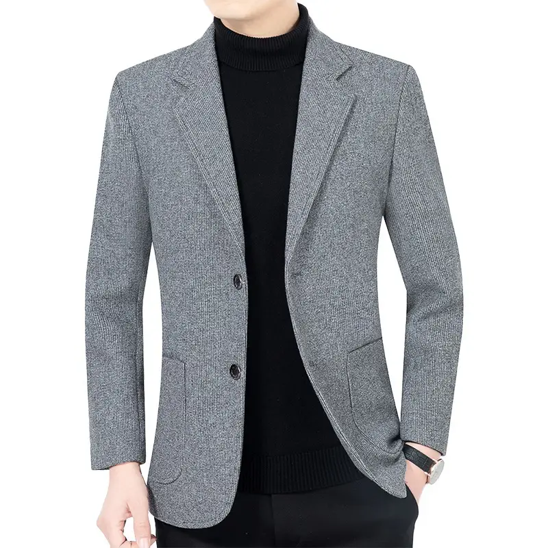 Man Coat Solid Color Turn Down Collar Blazer Long ...