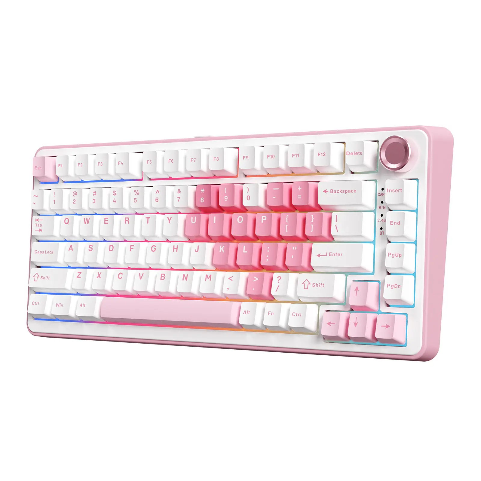 Mechanical Gaming Keyboard Gasket 75 Knob RGB Keyboard Triple Mode Hot-Swap Creamy Keyboard