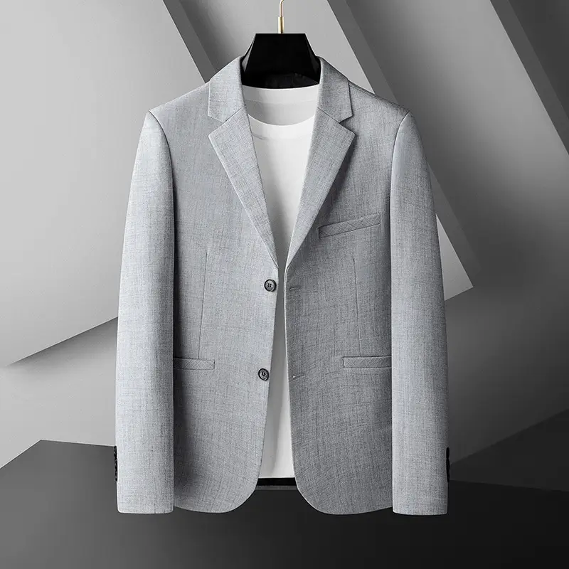 Men Suit Coat Turn Down Collar Single-breasted  Business Office Men Outerwear