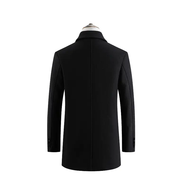 Men's Business Wool Lapel Tweed Coat with Thick Inner Layer Men's Formal Jacket