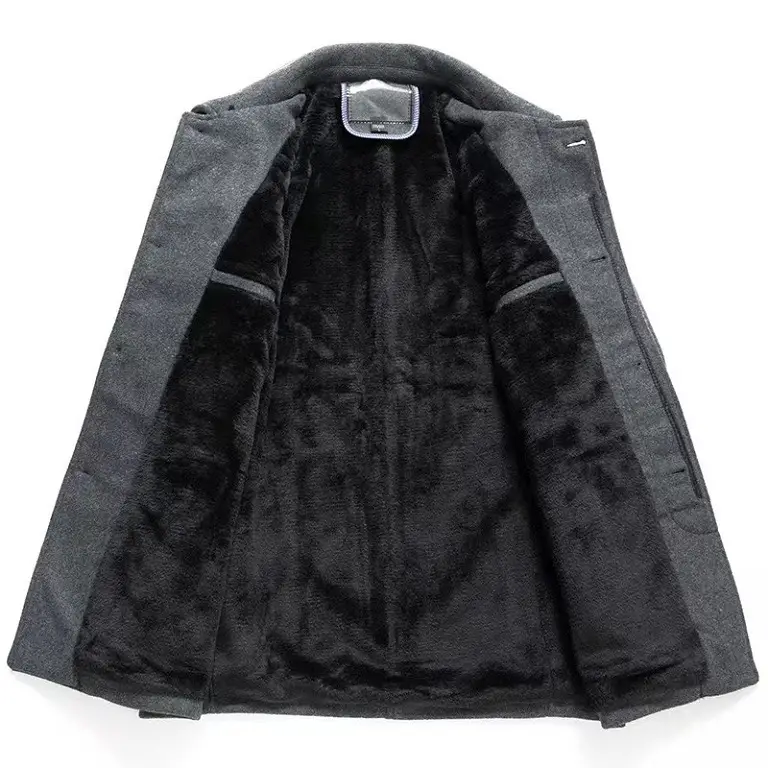 Men's Business Wool Lapel Tweed Coat with Thick Inner Layer Men's Formal Jacket