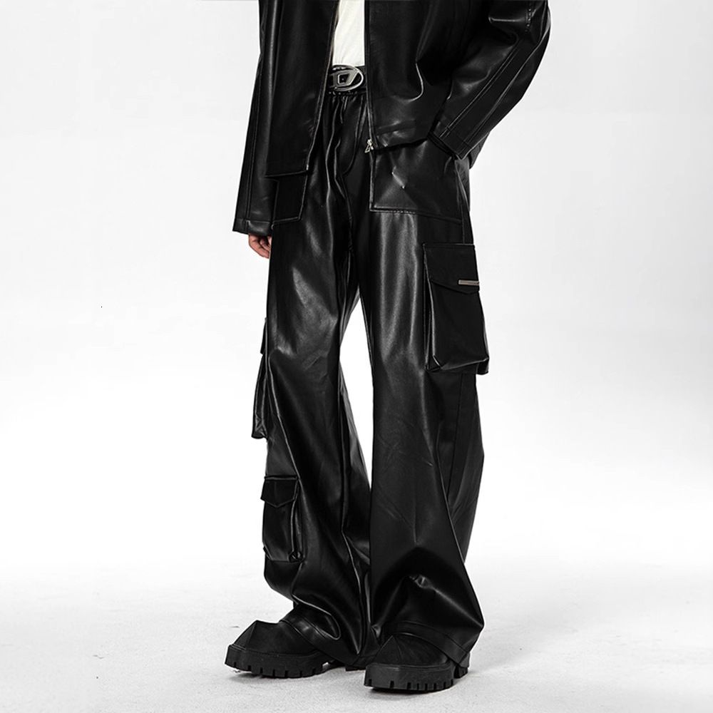 Men's Black Matte Leather Work Pants