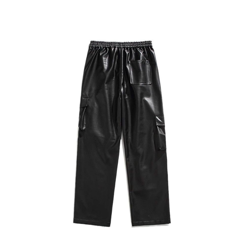 Men's Black Matte Leather Work Pants