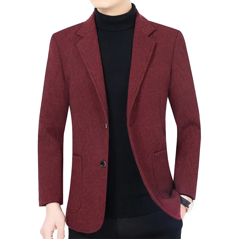 Man Coat Solid Color Turn Down Collar Blazer Long Sleeve Pocket Business Versatile Men Suit Outerwear