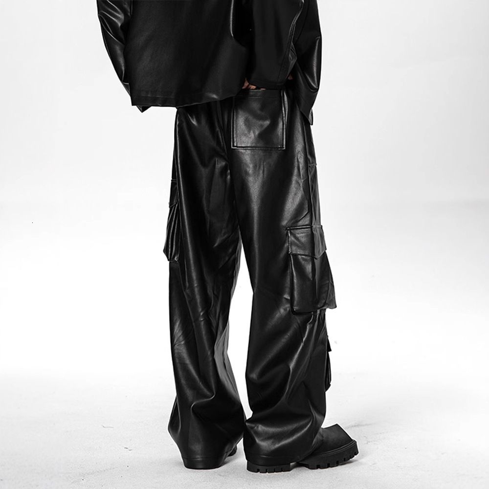 Men's Black Matte Leather Work Pants