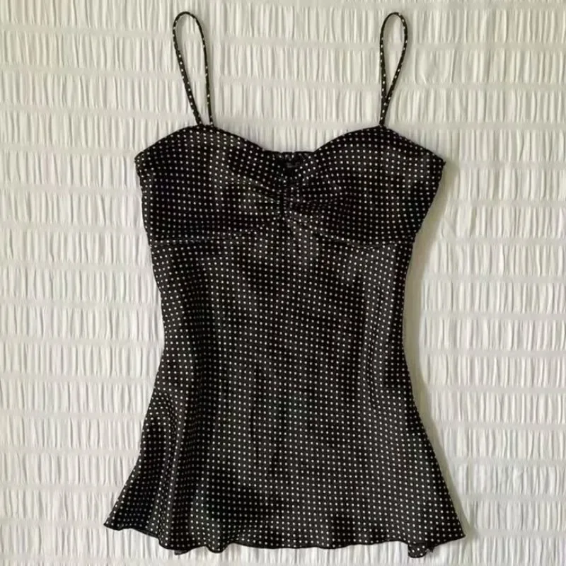 Camisole Vest Women Folds Sleeveless Tops Sweet hottie Slim Tanks