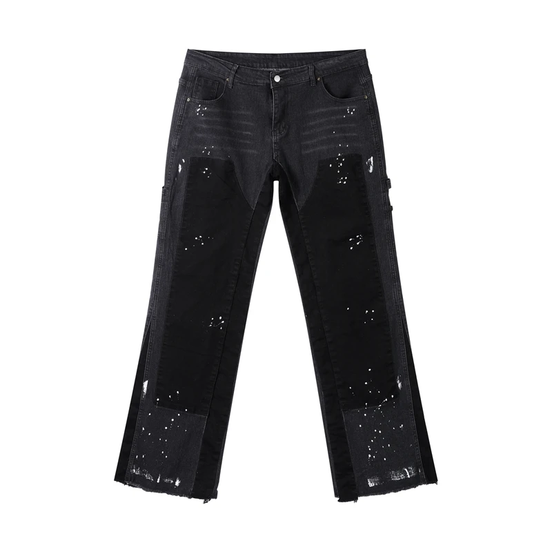 Washed Jeans Men Vintage Mid Waist Pockets Button Zipper Denims Trousers Straight Pants