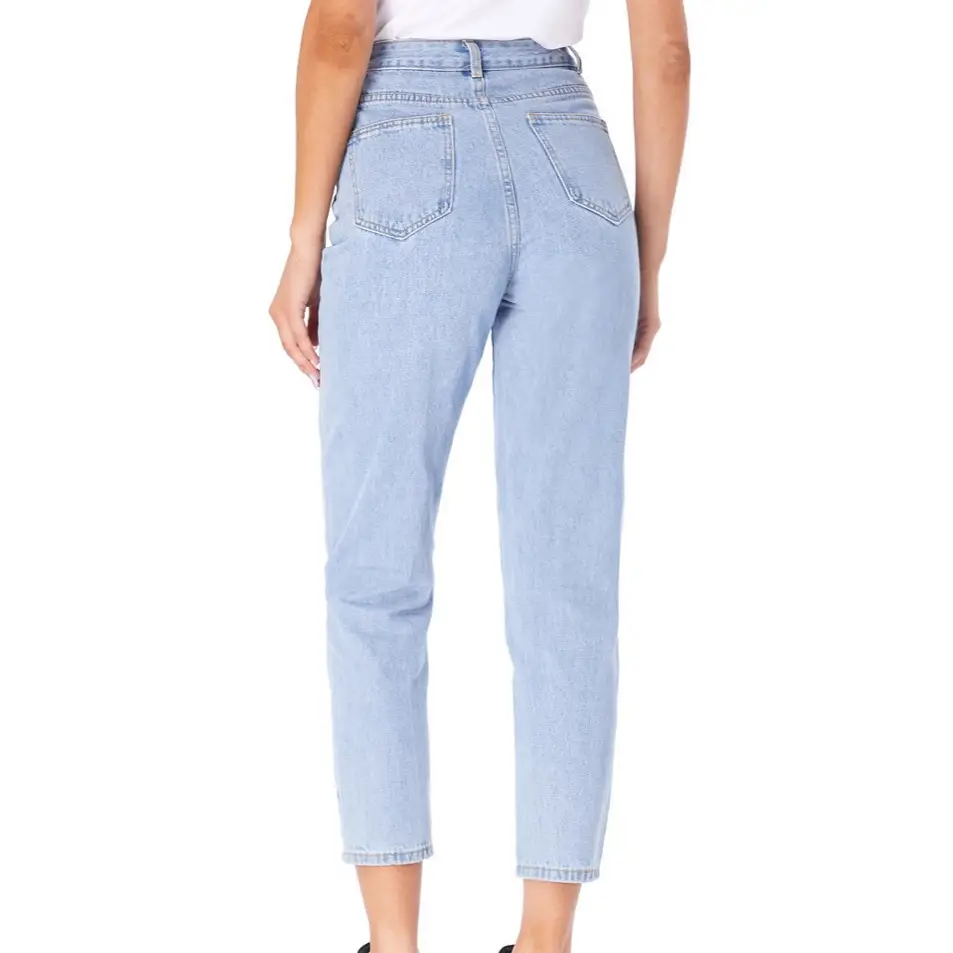 High-Waisted Casual Straight Leg Jeans