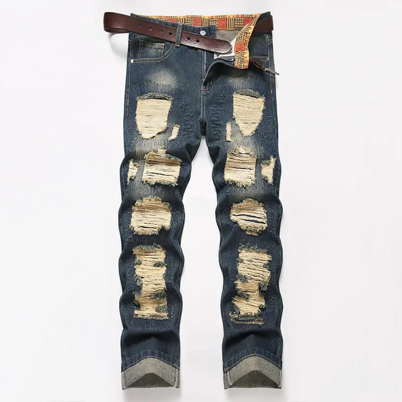 Men's Jeans Trendy Straight-Leg Pants Breathable Comfortable Trousers