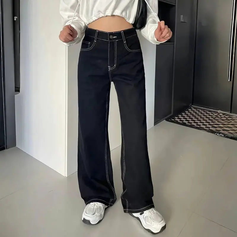 Classic Straight-Leg Retro High-Waisted Jeans