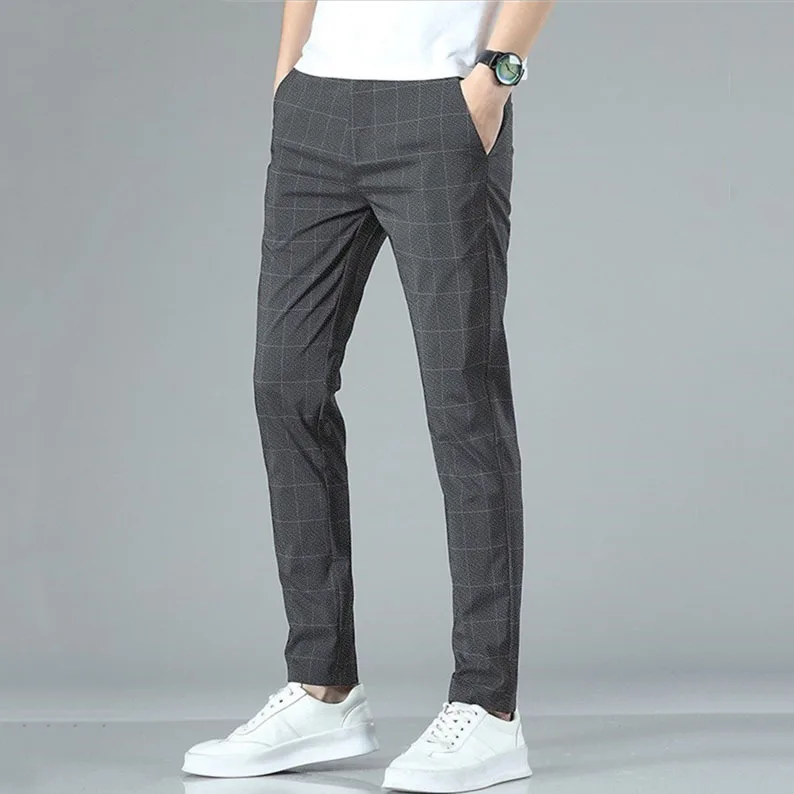 Straight Elastic Waist Trousers Breathable Simple Male Clothing Casual Suit Pants