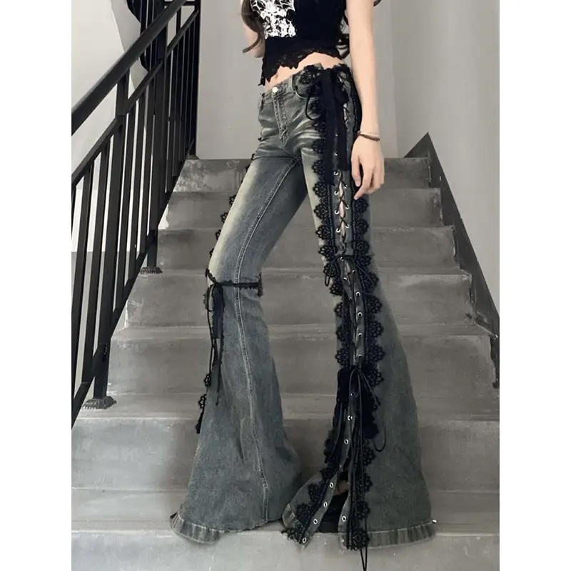 Women's Low-Rise Lace Jeans