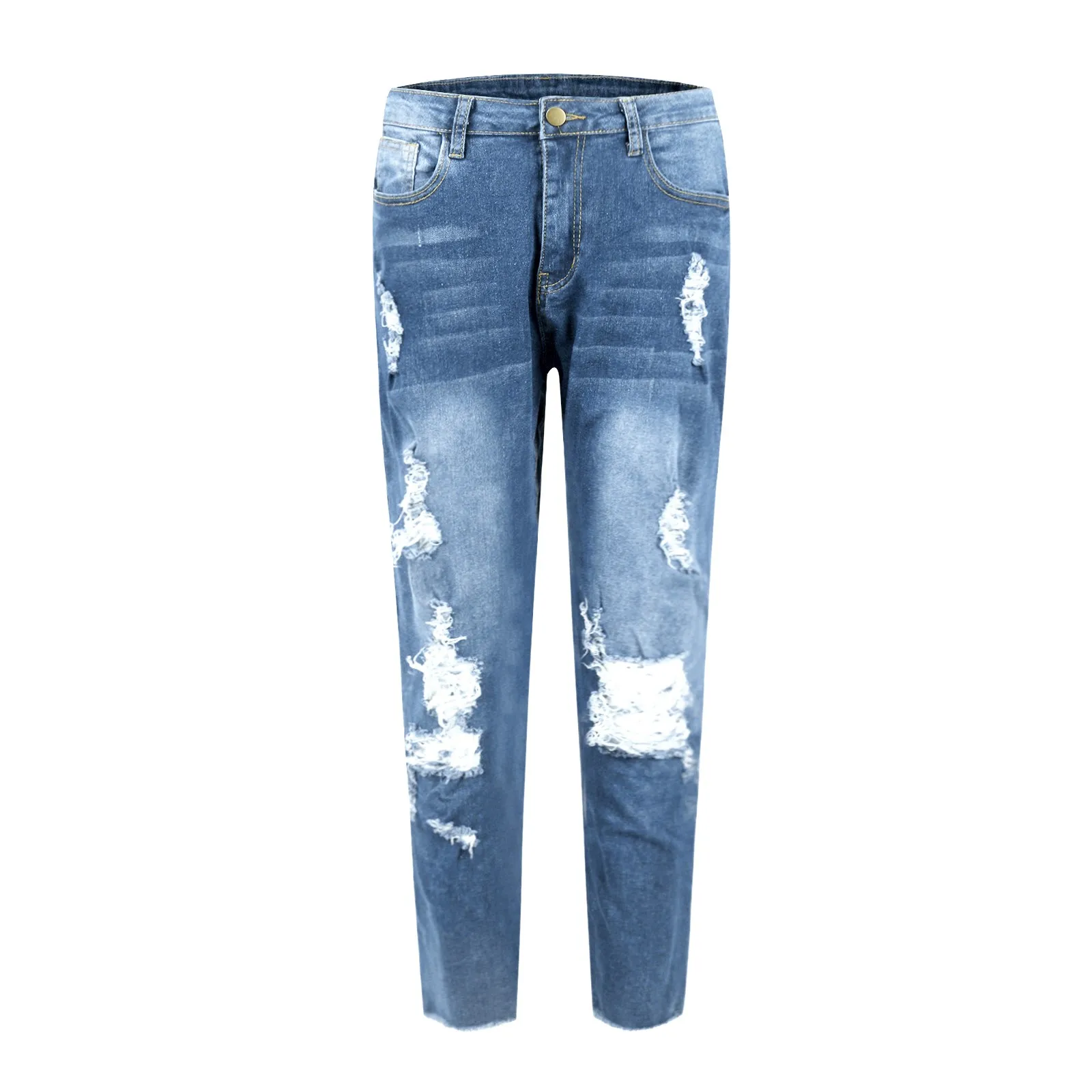 Retro High-Waisted Stretch Ripped Skinny Jeans