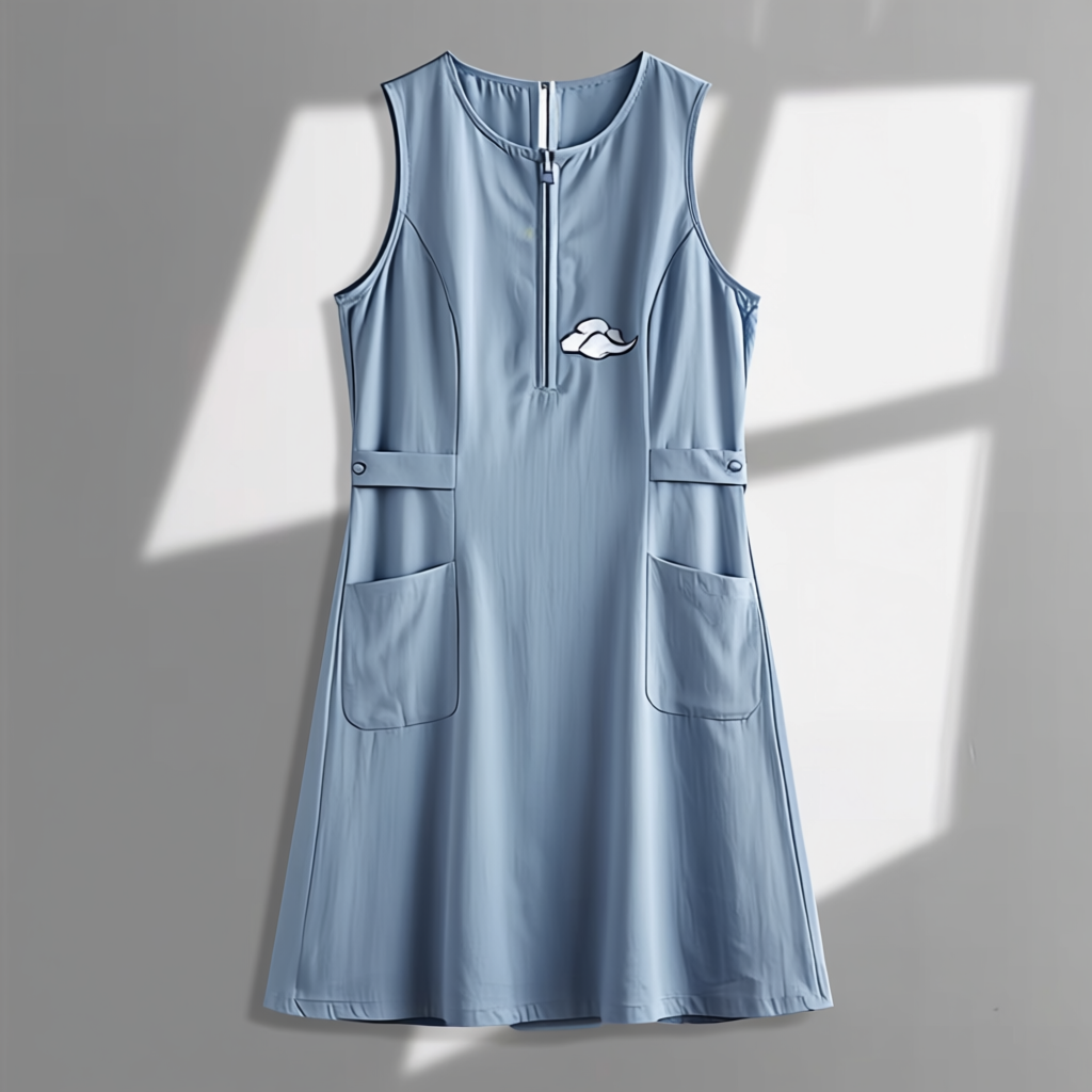 Sleeveless Dress With Cloud Embroidery