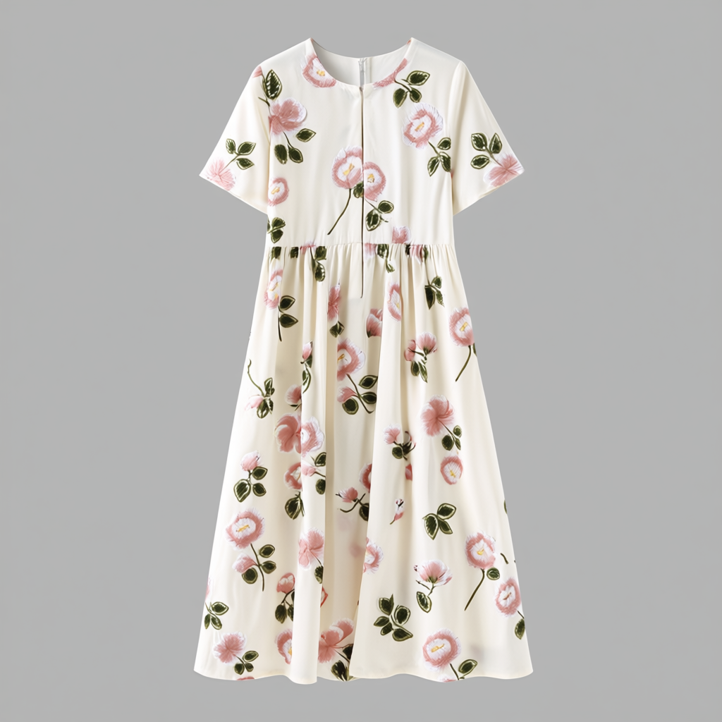 Exquisite Embroidered Peony Pattern Women Dress
