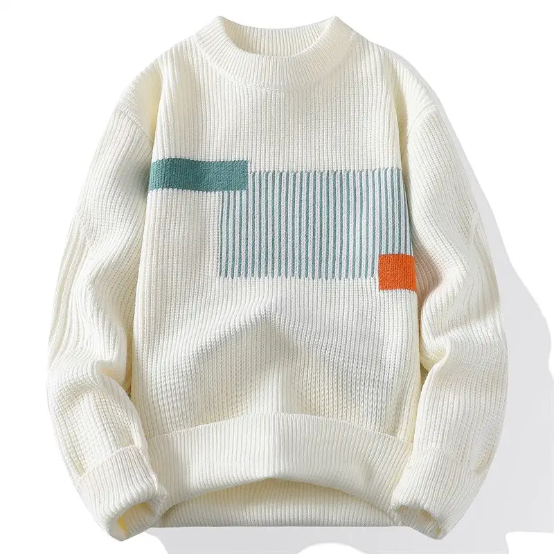 Men's Sweater Fashion Pattern Knitted Sweater Loose Warm Thick